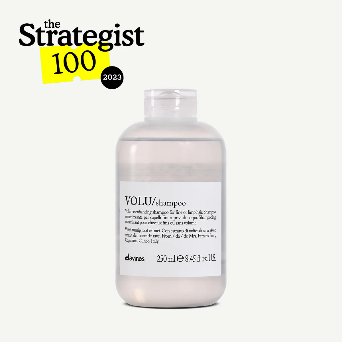 Davines VOLU Shampoo 250ml clear squeeze bottle