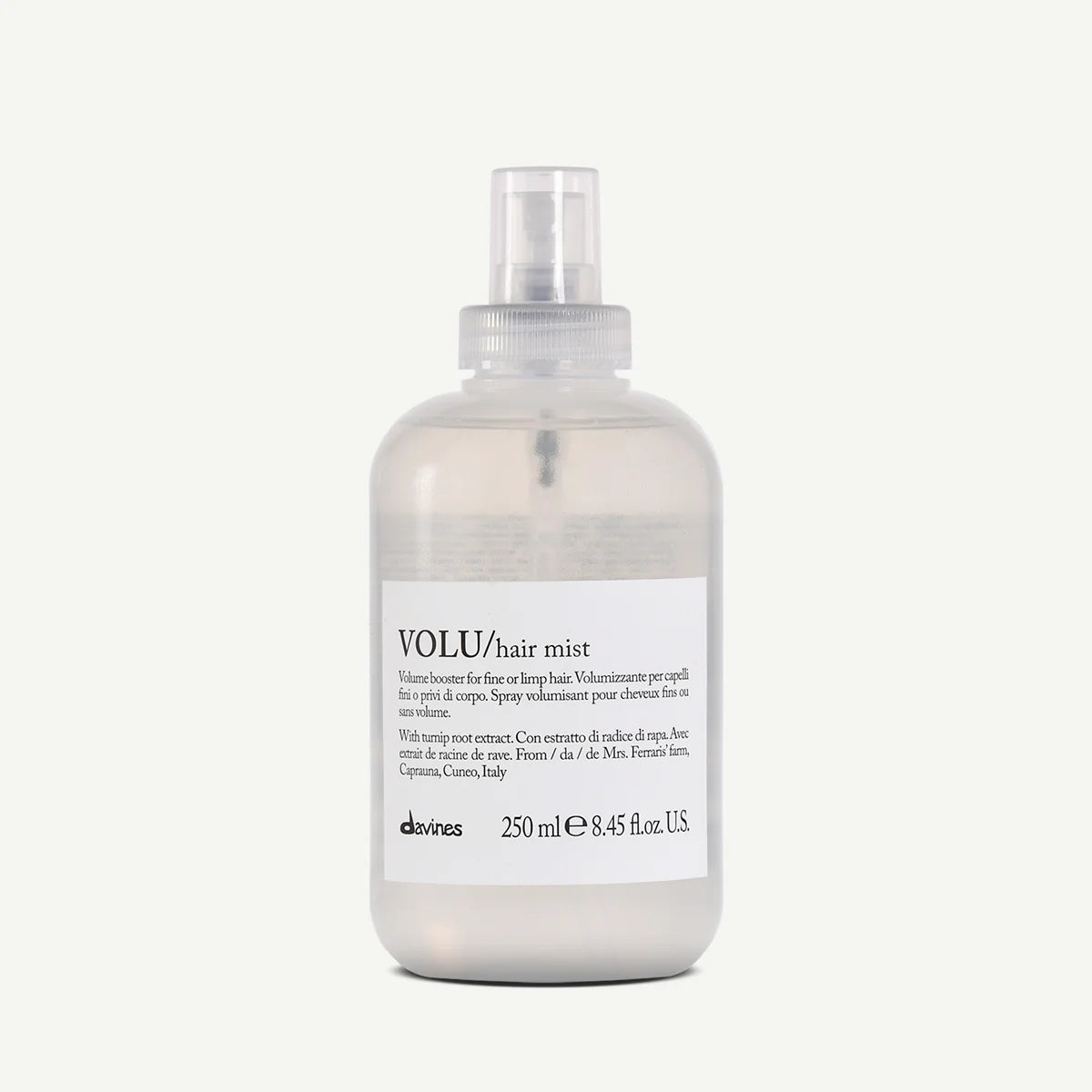 Davines VOLU Hair Mist 250ml clear spray bottle