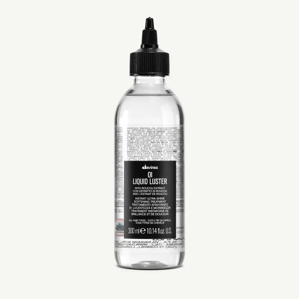 Davines OI LIQUID LUSTER 300ml clear squeeze bottle