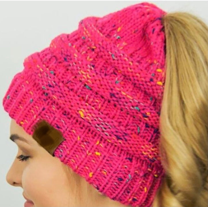 KNITTED PONYTAIL TOQUE