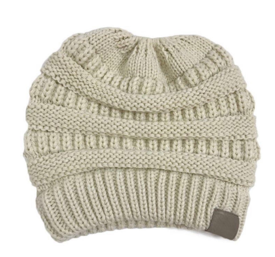 KNITTED PONYTAIL TOQUE