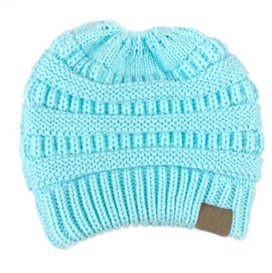 KNITTED PONYTAIL TOQUE