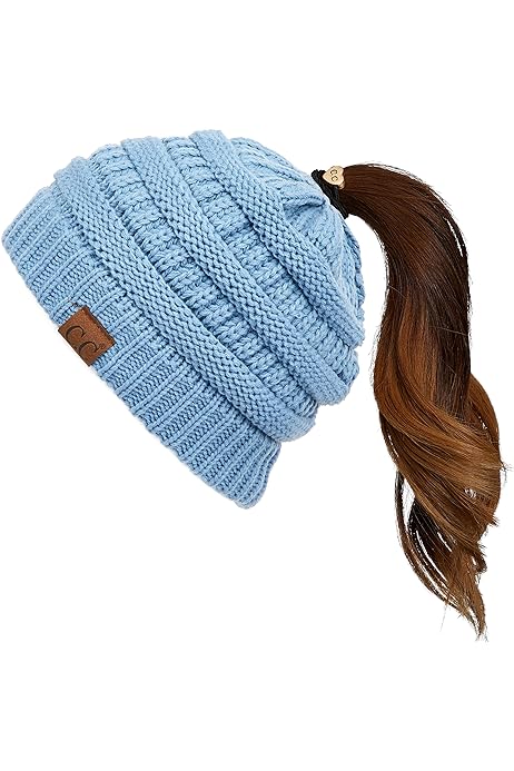 KNITTED PONYTAIL TOQUE