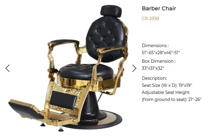 BARBER CHAIR - BLACK (MORE STYLES AVAILABLE)